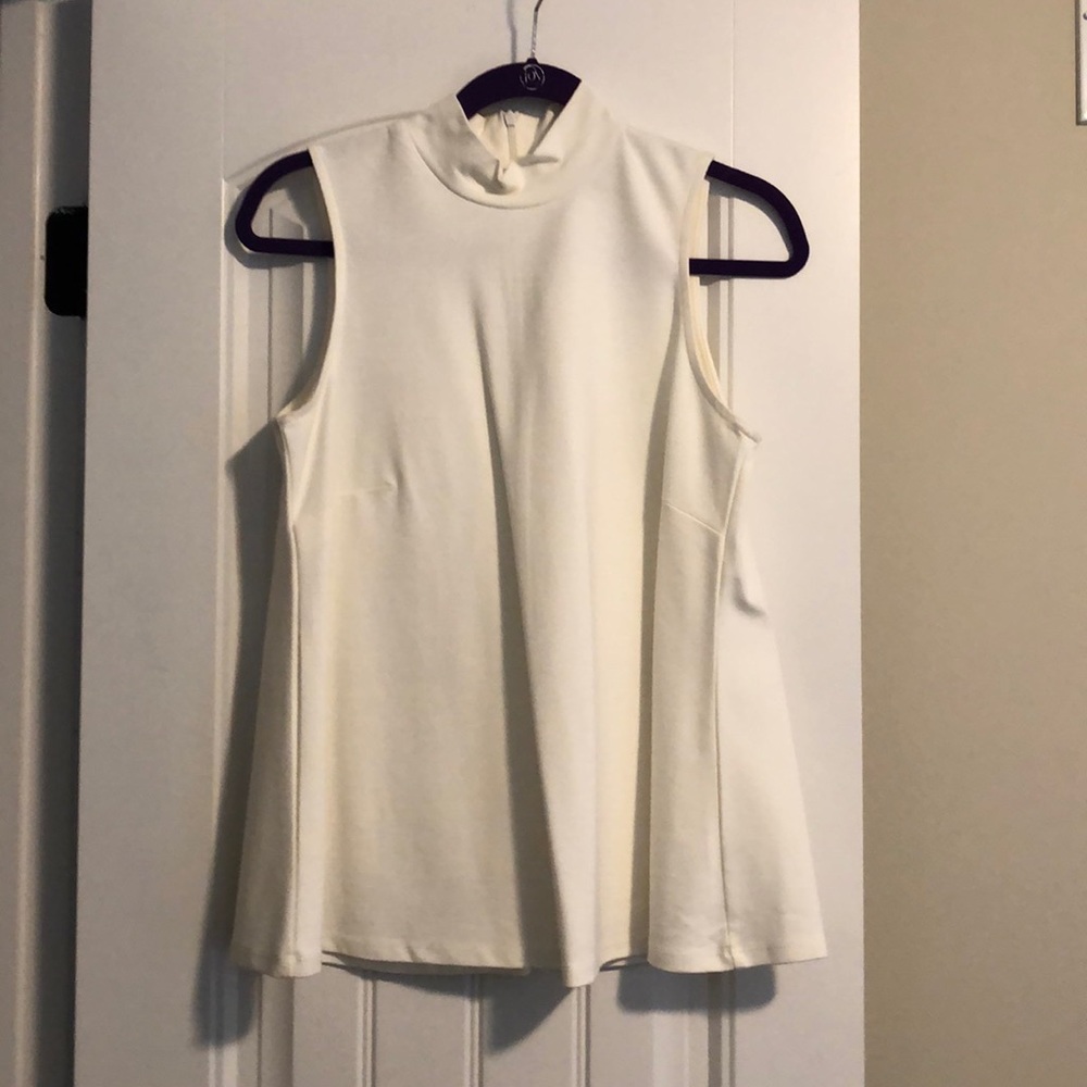 White mock neck tank top